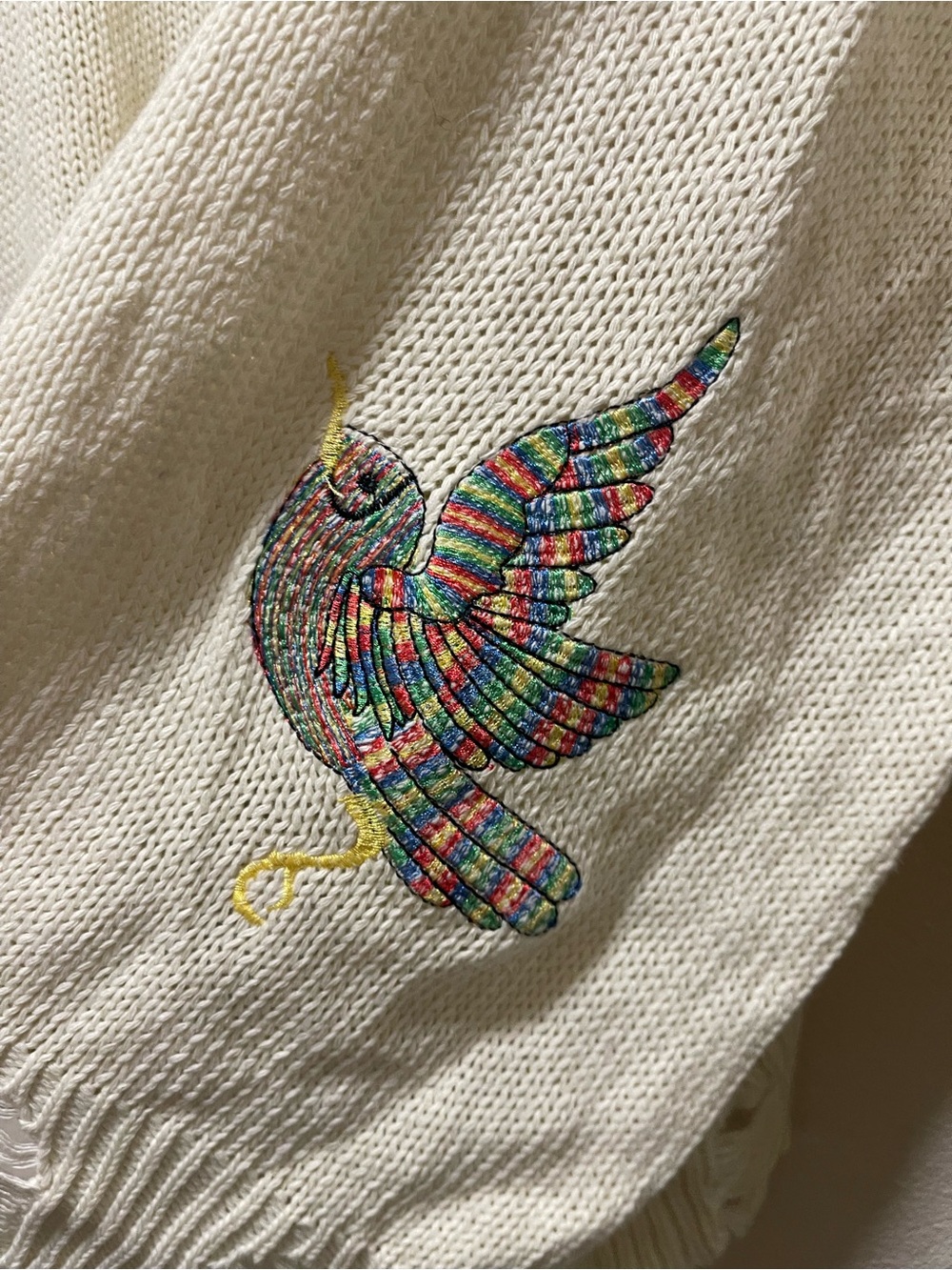 Cream Embroidered Bird Button-Front Cardigan - Picture 6 of 11